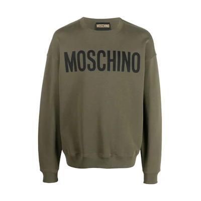 MOSCHINO SS22 Green Logo Print Crewneck Pullover Sweatshirt Fall Edition A1701-7028-1443