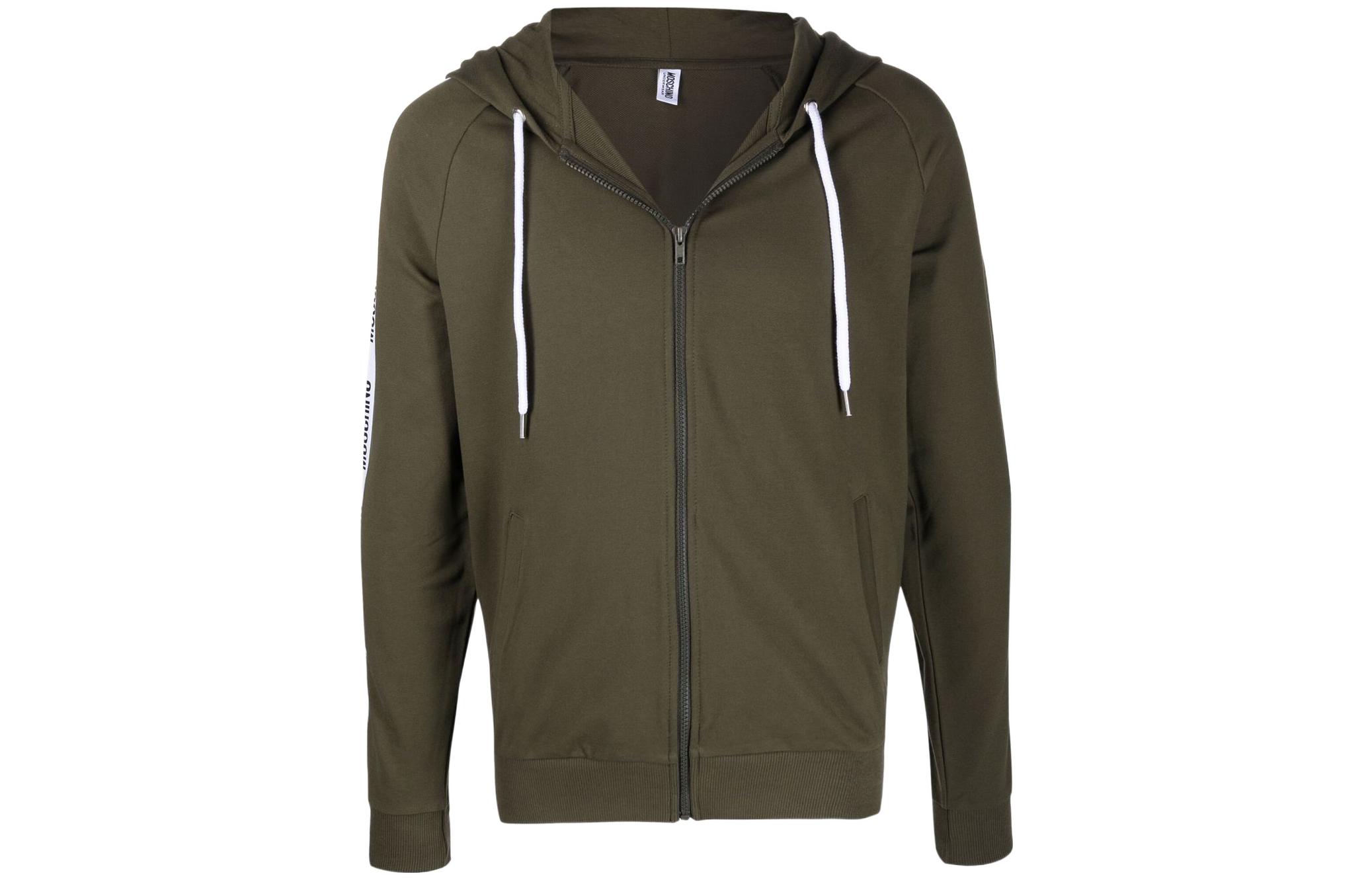 MOSCHINO SS22 Green Logo Print Side Detail Hoodie A1707-8102-0430