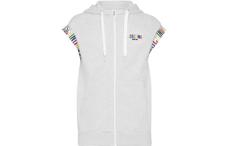 MOSCHINO SS22 Grey Zip-Up Sleeveless Hoodie Jacket A1701-2811-0489