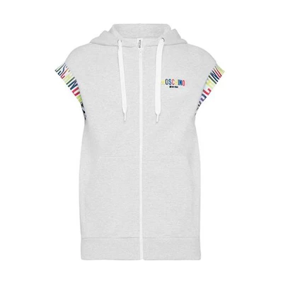 MOSCHINO SS22 Grey Zip-Up Sleeveless Hoodie Jacket A1701-2811-0489