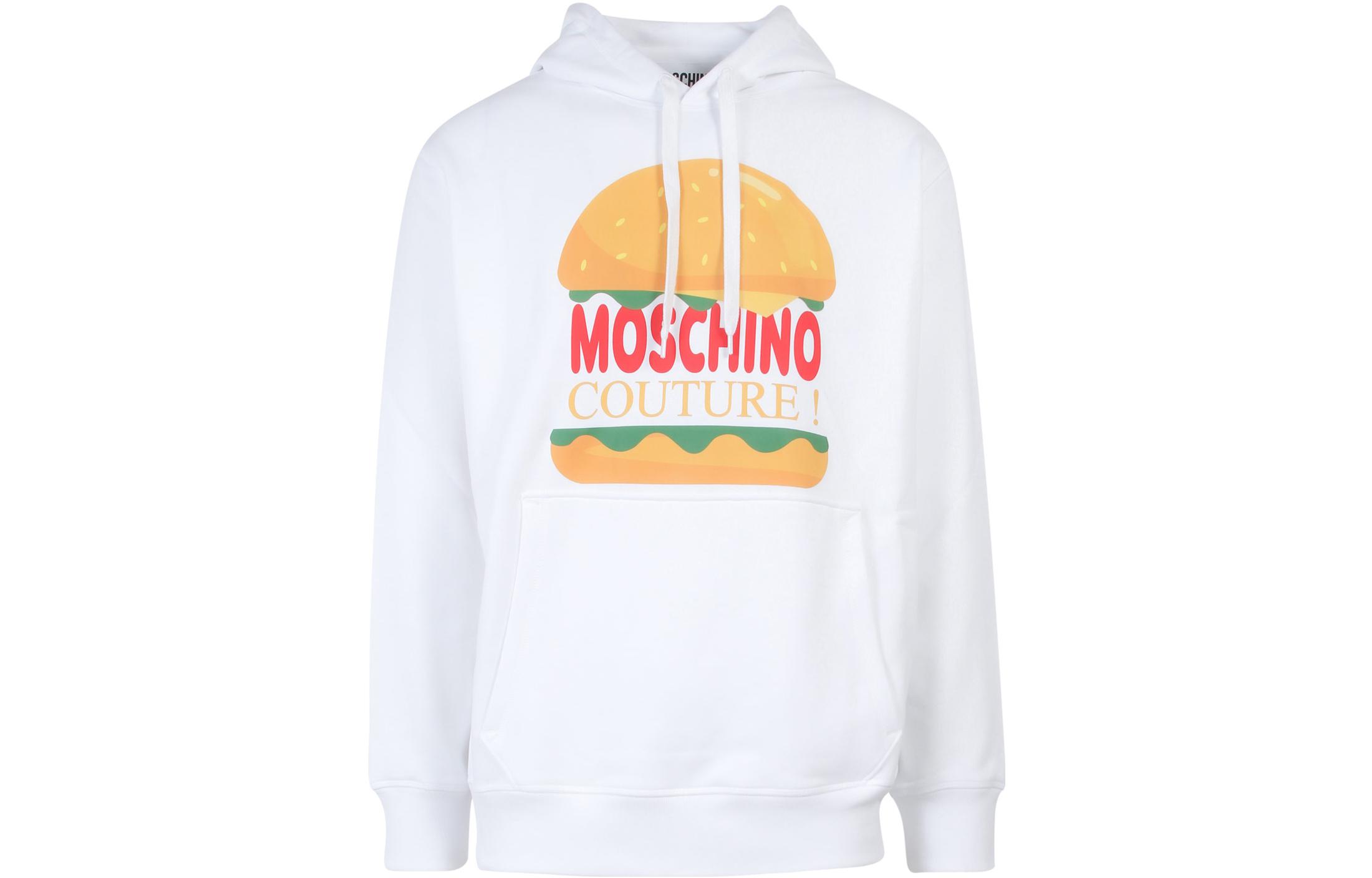 MOSCHINO SS22 Hamburger Logo Print Hoodie White A1724-0228-1001