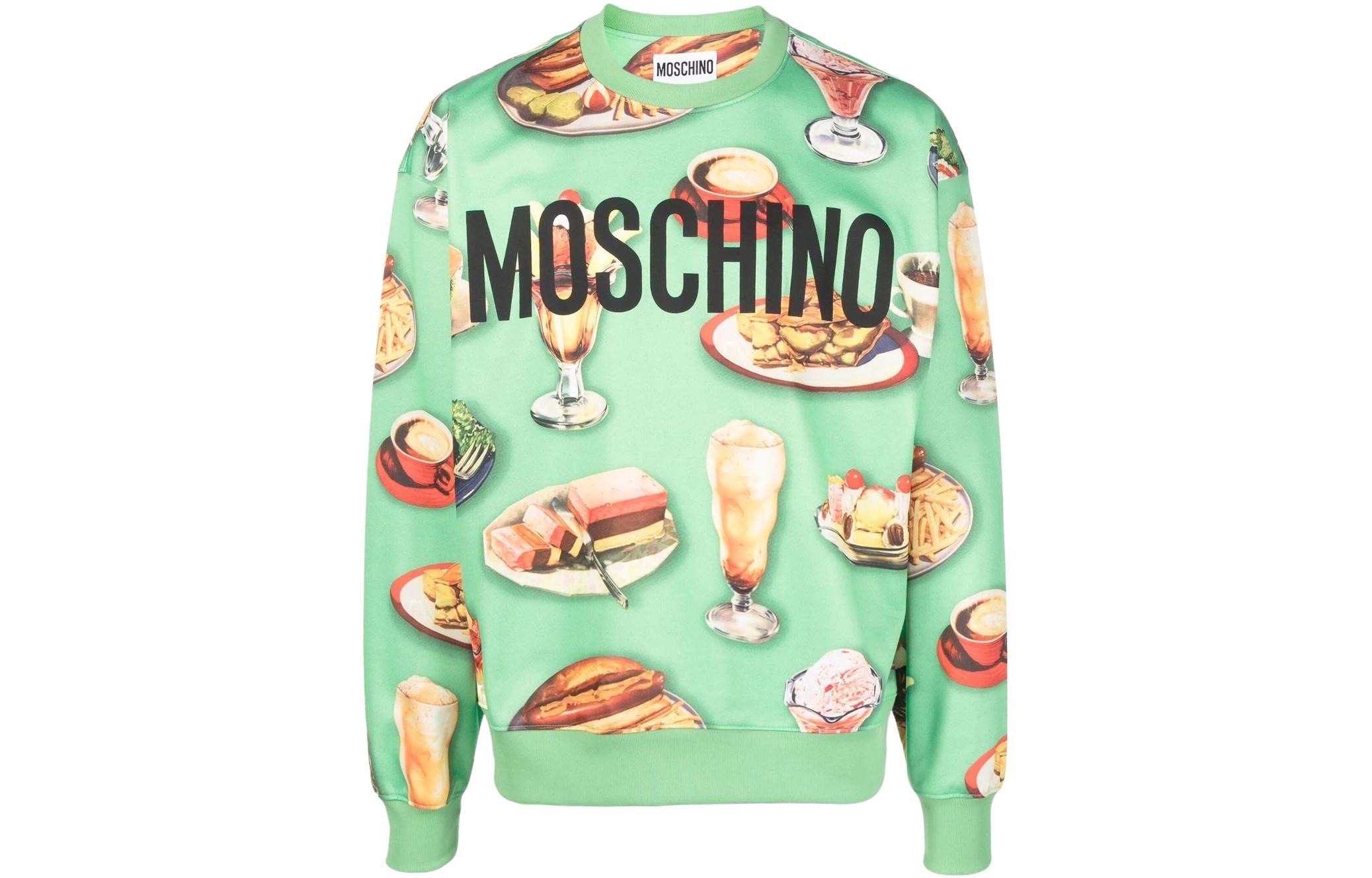 MOSCHINO SS22 Hamburger Print Crewneck Sweatshirt Green () A1723-0229-1395