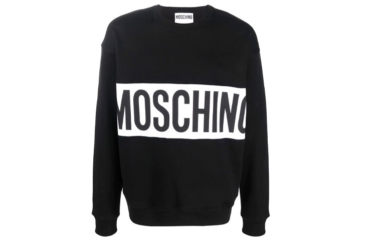 MOSCHINO SS22 Letter Print Crewneck Sweatshirt Black Fashion A1723-2028-2555