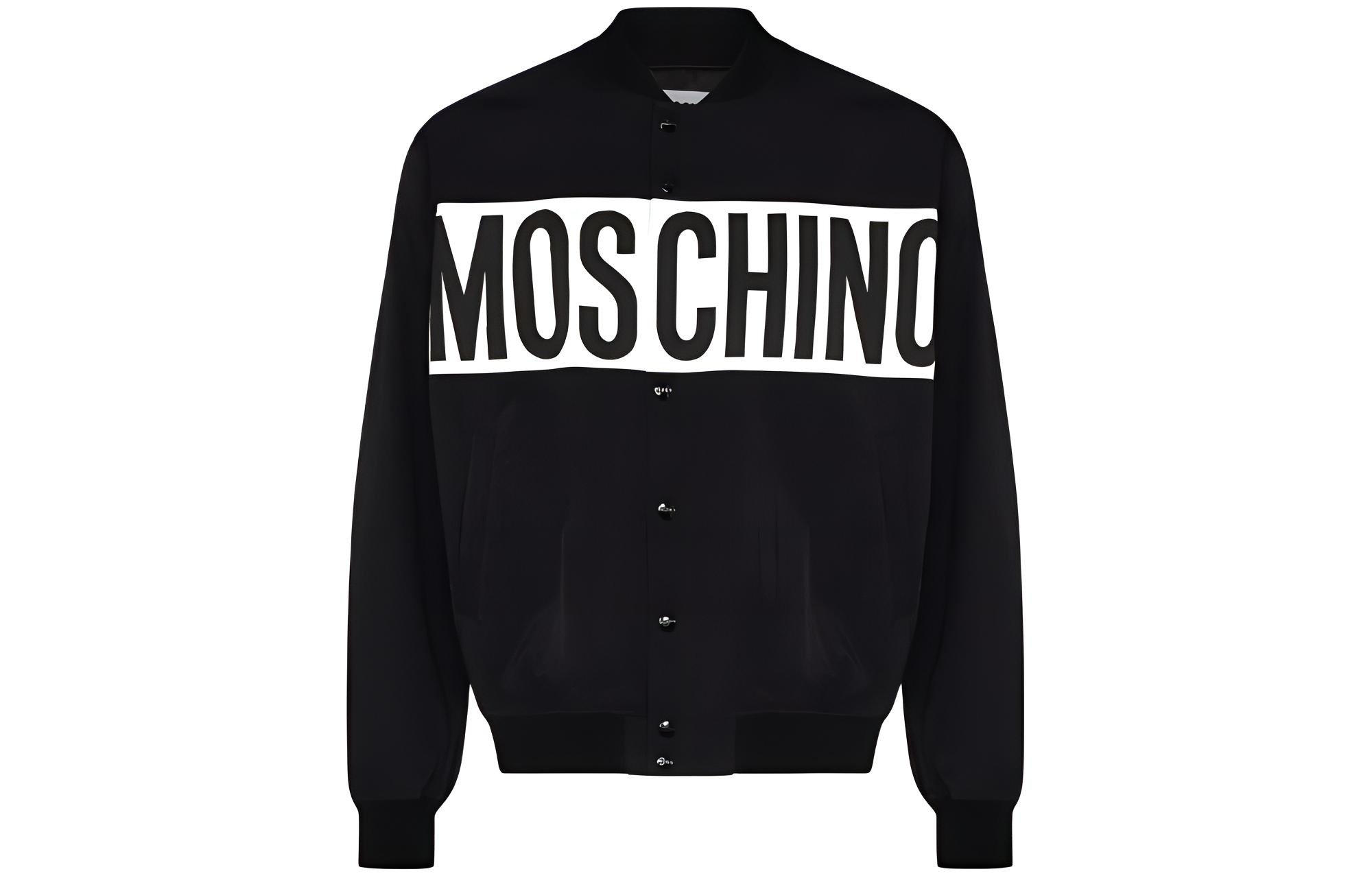 MOSCHINO SS22 Logo Print Bomber Jacket Black Mens A0628-2015-2555