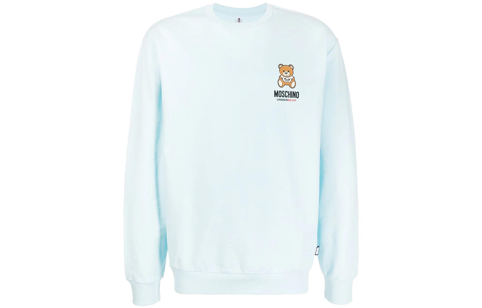 MOSCHINO SS22 Logo Print Cotton Crewneck Sweatshirt Blue A1719-8102-0332