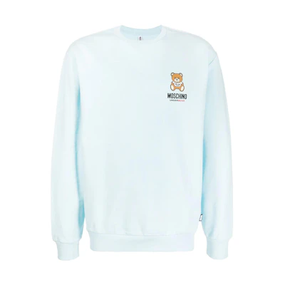 MOSCHINO SS22 Logo Print Cotton Crewneck Sweatshirt Blue A1719-8102-0332
