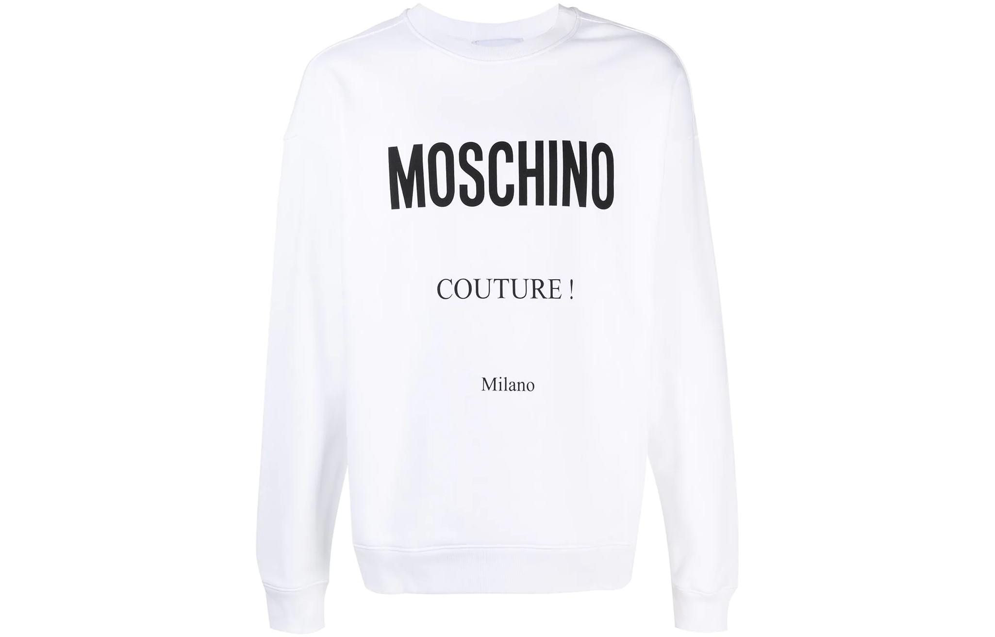 MOSCHINO SS22 Logo Print Crewneck Long-Sleeve Sweatshirt Men White A1730-2027-1001