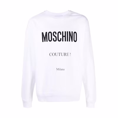MOSCHINO SS22 Logo Print Crewneck Long-Sleeve Sweatshirt Men White A1730-2027-1001