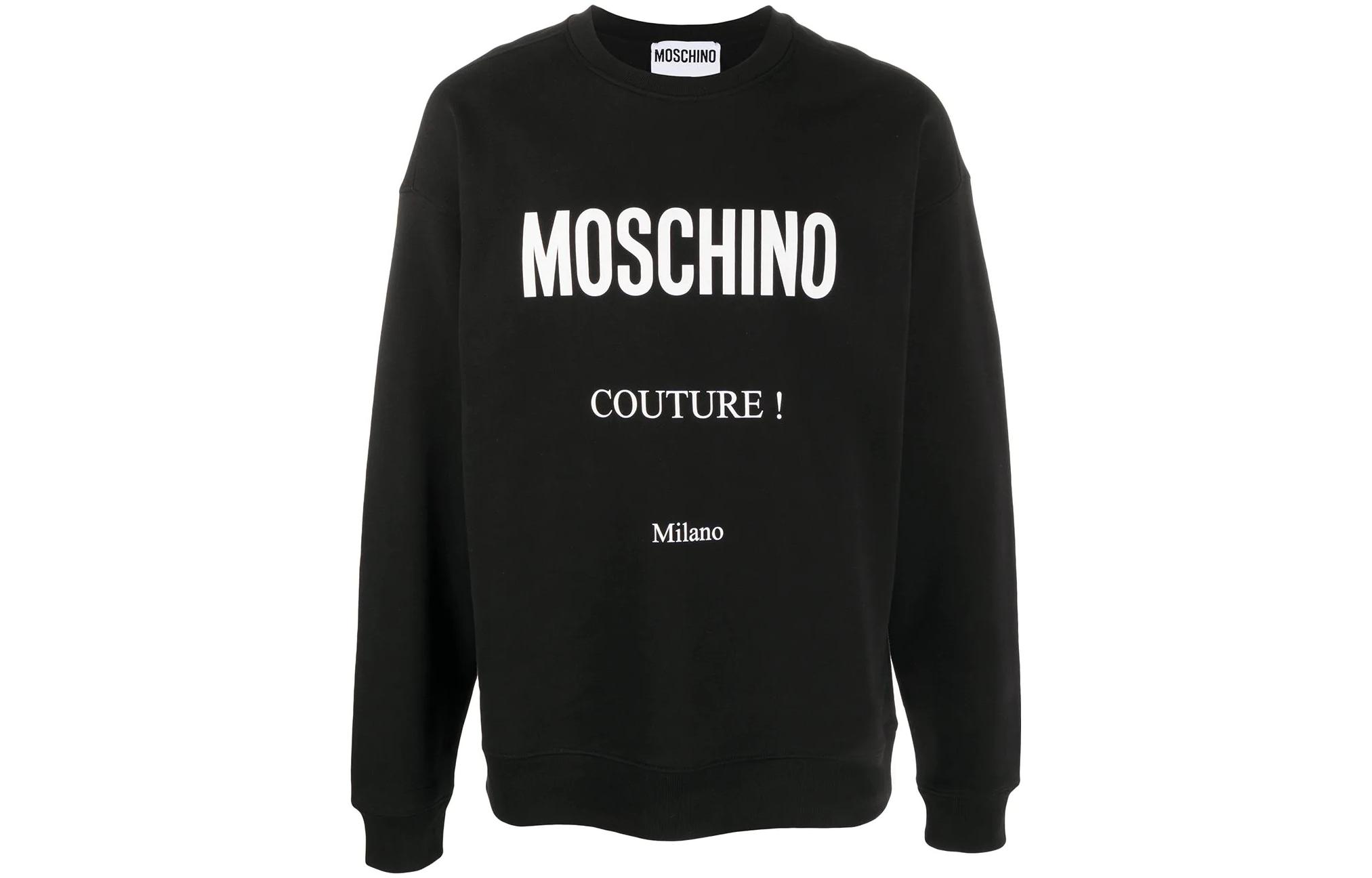 MOSCHINO SS22 Logo Print Crewneck Long Sleeve Sweatshirt Men’s Black A1730-2027-1555