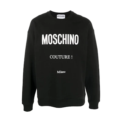 MOSCHINO SS22 Logo Print Crewneck Long Sleeve Sweatshirt Men’s Black A1730-2027-1555