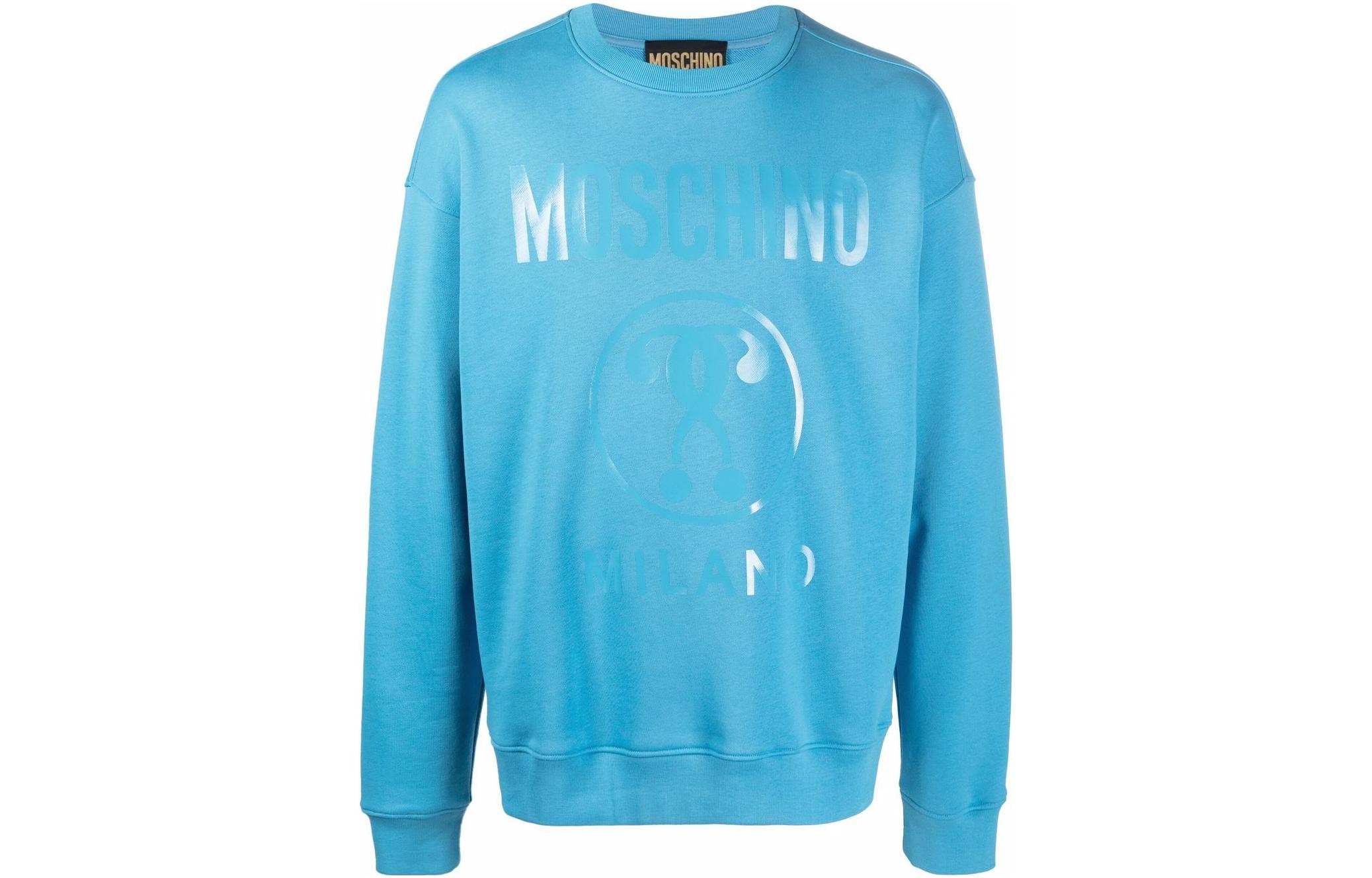 MOSCHINO SS22 Logo Print Crewneck Sweatshirt Men’s Blue A1702-2028-0304