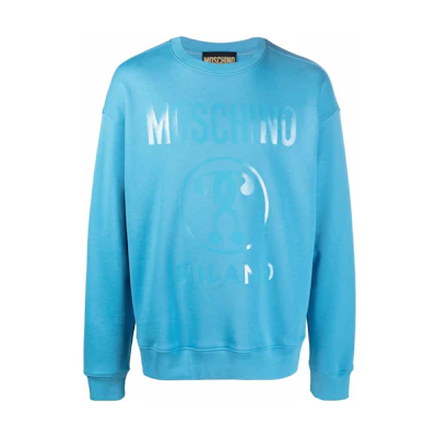 MOSCHINO SS22 Logo Print Crewneck Sweatshirt Men’s Blue A1702-2028-0304