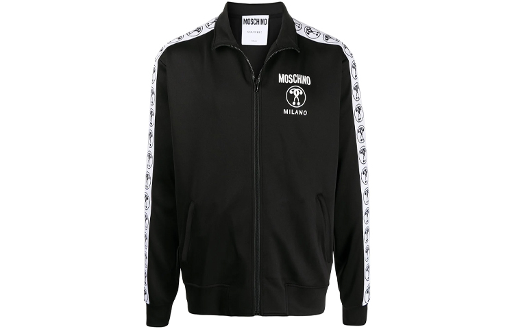 MOSCHINO SS22 Logo Print Tape Zip Jacket Black J1705-2029-1555