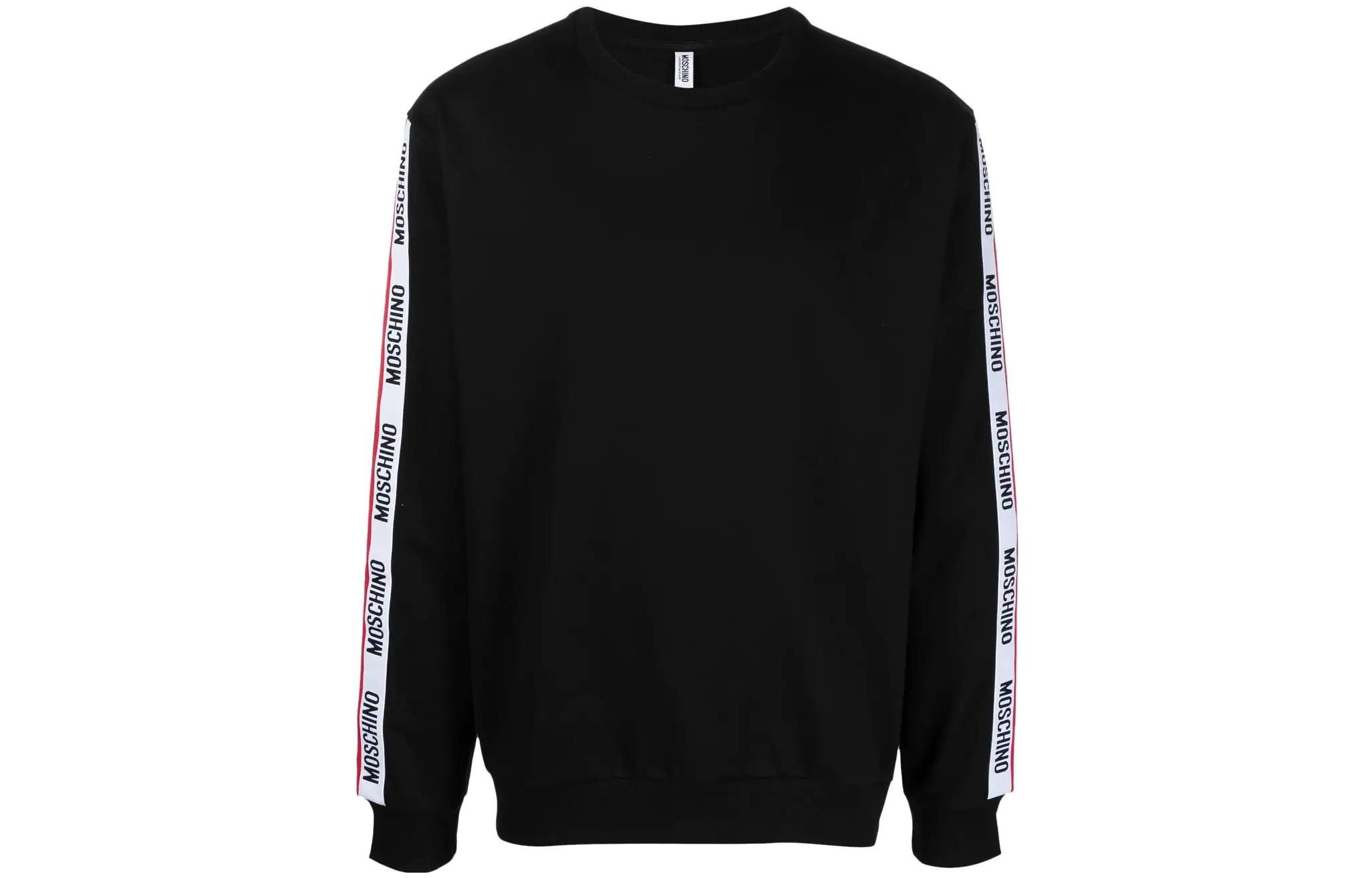 MOSCHINO SS22 Logo Side Panel Crewneck Sweatshirt Black A1706-8102-555