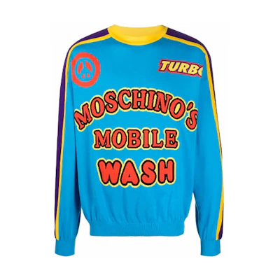 MOSCHINO SS22 Multicolor Letter Print Crewneck Sweatshirt Blue A0915-0202-0888
