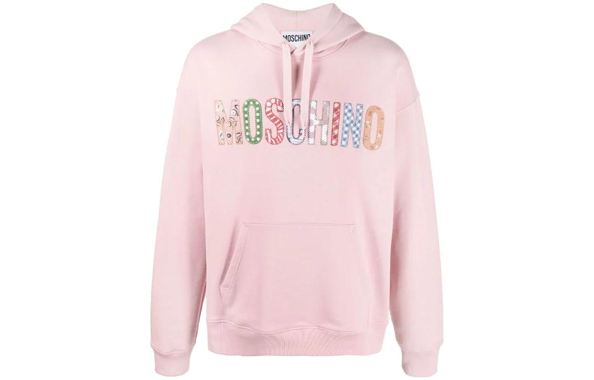 MOSCHINO SS22 Pink Logo Drawstring Hoodie Pullover Sweatshirt J1721-7028-1187
