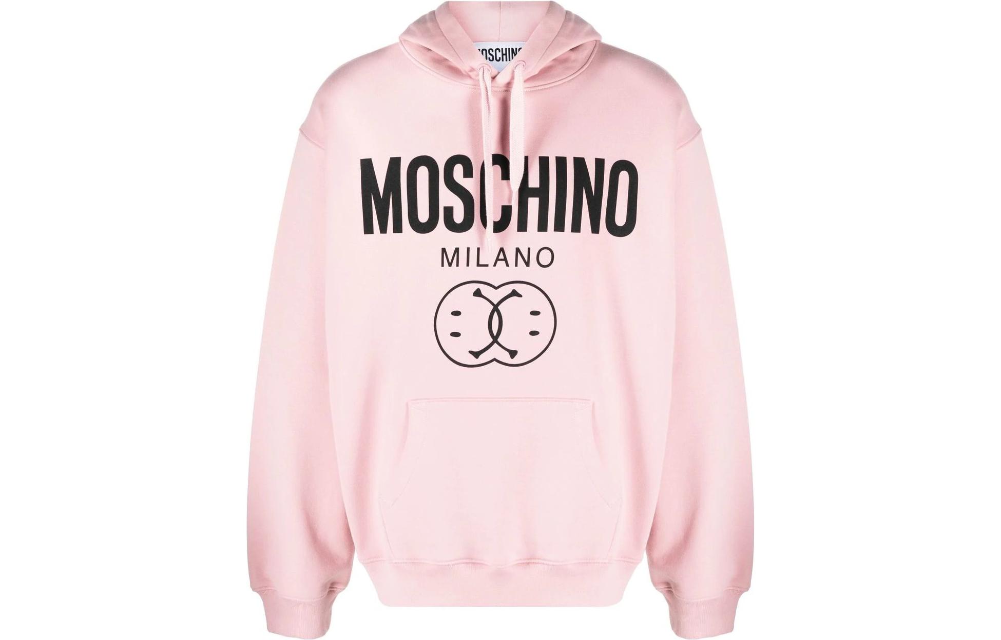 MOSCHINO SS22 Pink Smiley Logo Hoodie Pullover for Men J1710-7028-1187