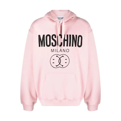 MOSCHINO SS22 Pink Smiley Logo Hoodie Pullover for Men J1710-7028-1187