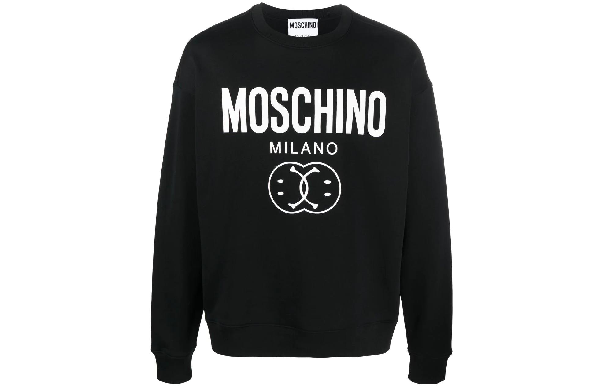MOSCHINO SS22 Smile Logo Print Crewneck Sweatshirt Black J1726-7028-1555