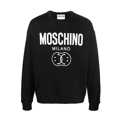 MOSCHINO SS22 Smile Logo Print Crewneck Sweatshirt Black J1726-7028-1555
