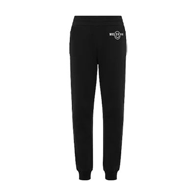 MOSCHINO SS22 Smiley Embroidered Jogger Sweatpants Black J0356-2028-1555