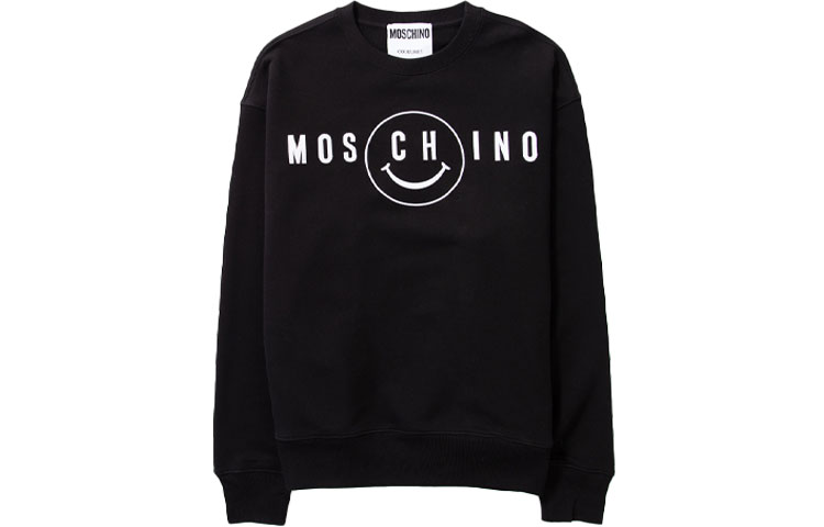 MOSCHINO SS22 Smiley Face Knit Long-Sleeve Sweatshirt Black Mens J1709-2028-1555