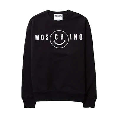 MOSCHINO SS22 Smiley Face Knit Long-Sleeve Sweatshirt Black Mens J1709-2028-1555