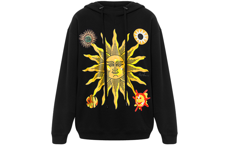 MOSCHINO SS22 Smiley Face Sun Print Black Hoodie A1721-2028-22P