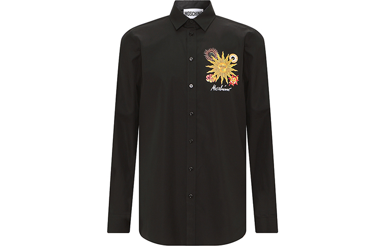MOSCHINO SS22 Sun Print Long Sleeve Black Shirt for Men J0212-2035-1555
