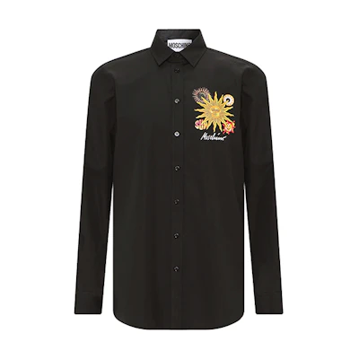 MOSCHINO SS22 Sun Print Long Sleeve Black Shirt for Men J0212-2035-1555