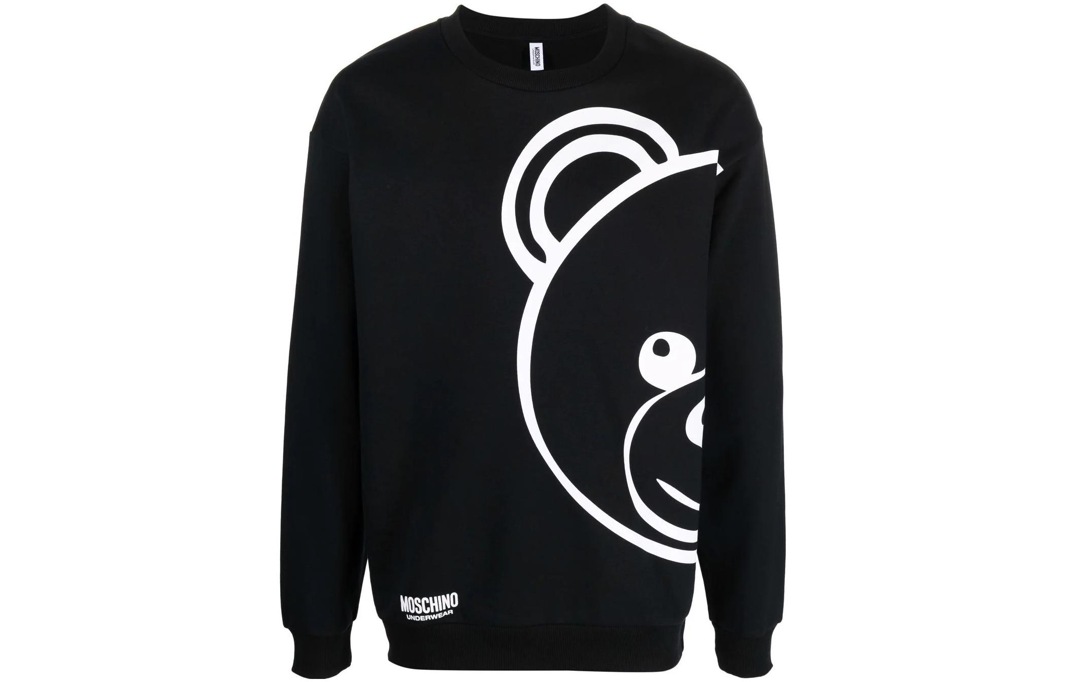 Order Moschino SS22 Teddy Bear Cartoon Print Pullover Sweatshirt Black - A1714-8121-0555