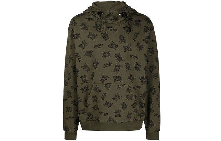 MOSCHINO SS22 Teddy Bear Logo Green Hoodie Pullover Sweatshirt A1709-8110-1430