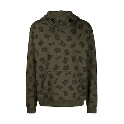 MOSCHINO SS22 Teddy Bear Logo Green Hoodie Pullover Sweatshirt A1709-8110-1430