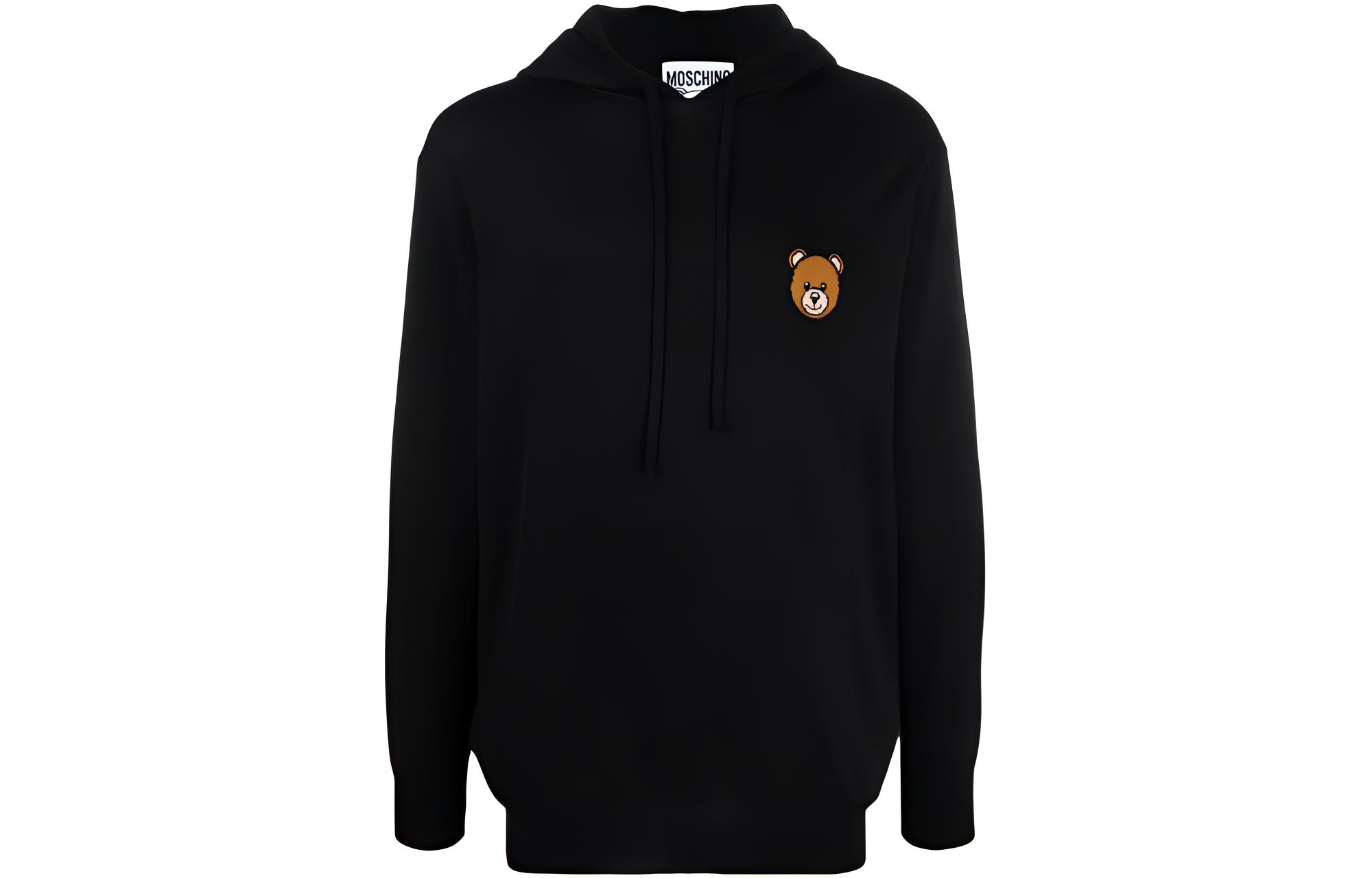 MOSCHINO SS22 Teddy Bear Print Hoodie Black Long Sleeve Sweater V0914-2002-0555