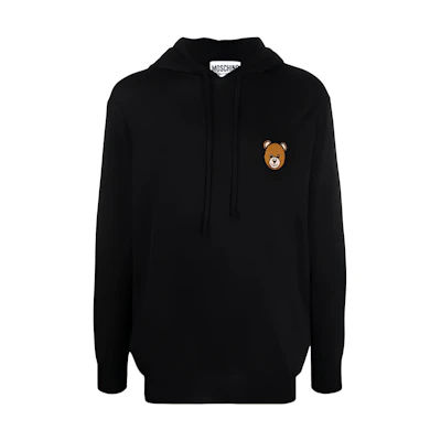 MOSCHINO SS22 Teddy Bear Print Hoodie Black Long Sleeve Sweater V0914-2002-0555