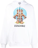 Moschino SS22 White Hoodie with Logo Robot Cartoon Print V1716-7028-1001 Moschino SS22 White Hoodie with Logo Robot Cartoon Print V1716-7028-1001