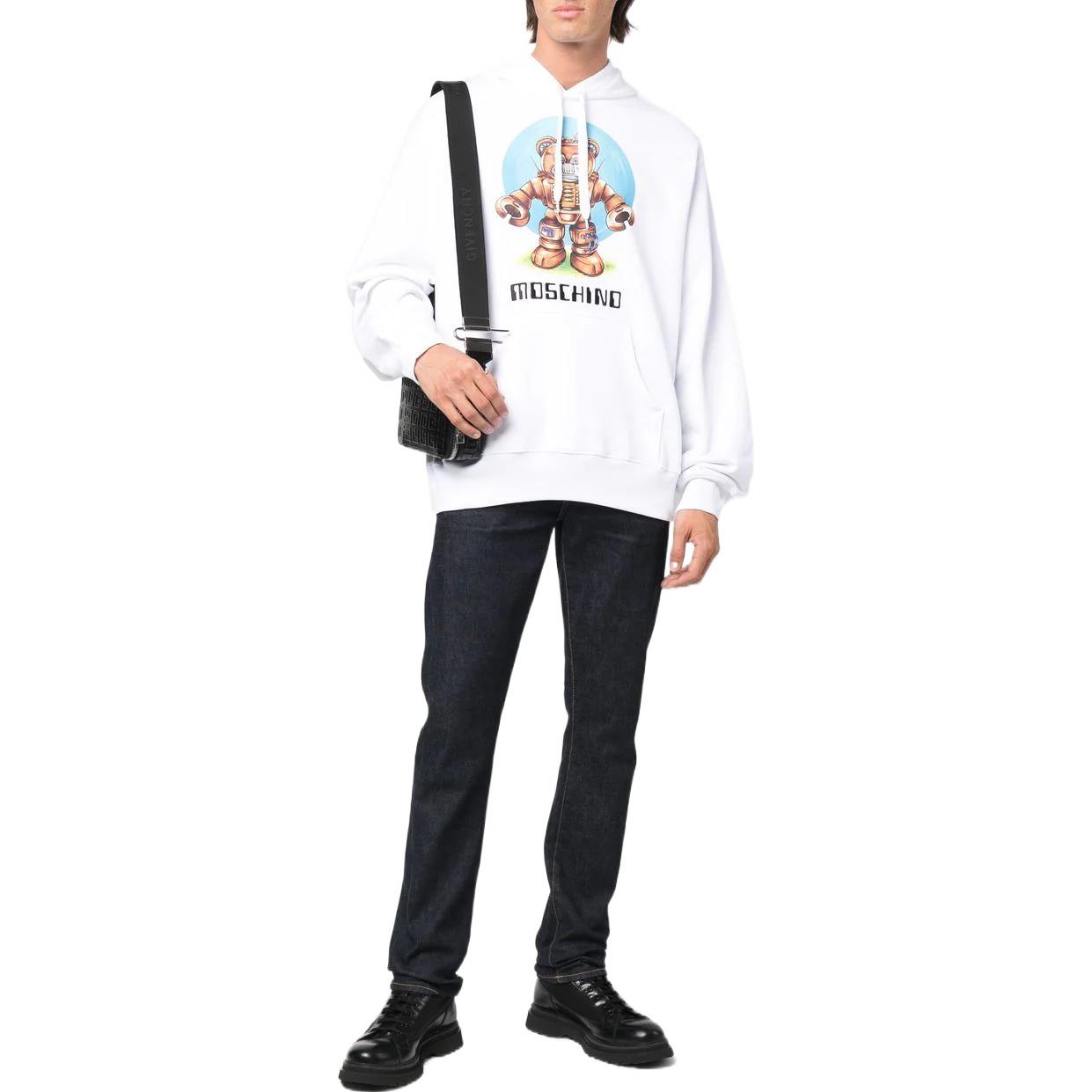 Moschino SS22 White Hoodie with Logo Robot Cartoon Print V1716-7028-1001 圖 3