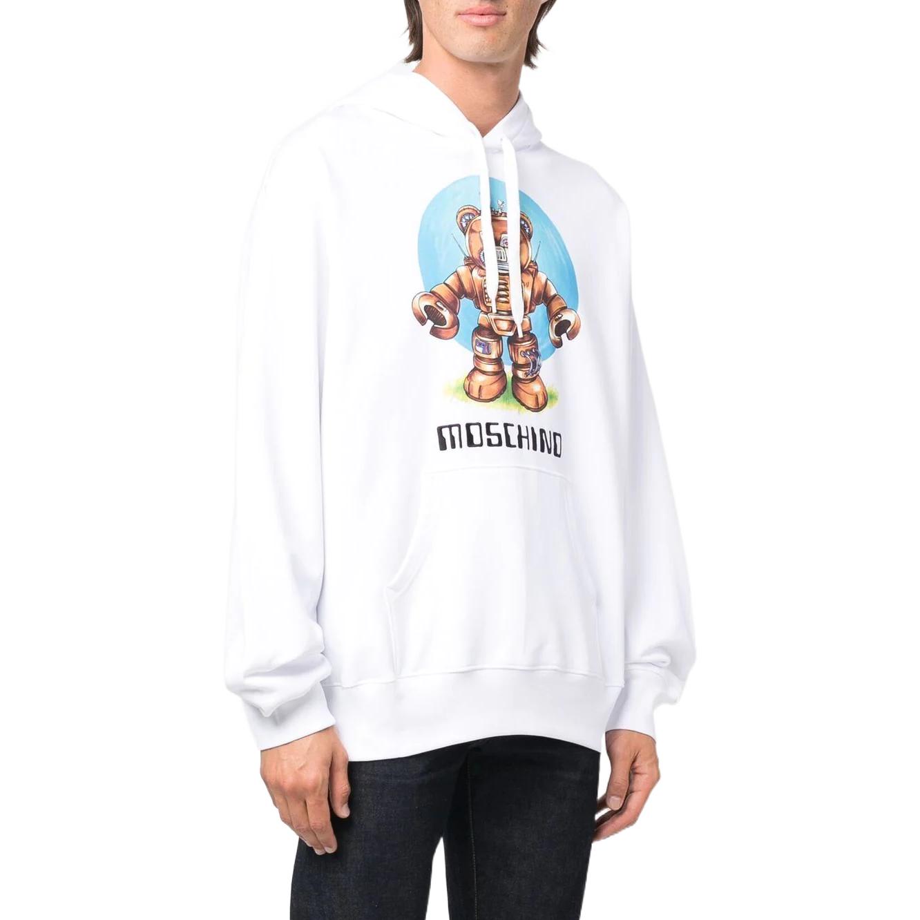 Moschino SS22 White Hoodie with Logo Robot Cartoon Print V1716-7028-1001 圖 5