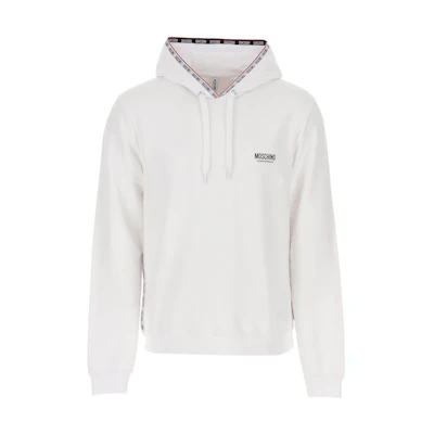 MOSCHINO SS22 White Pullover Hoodie with Chest Logo for Men A1708-8107-0001