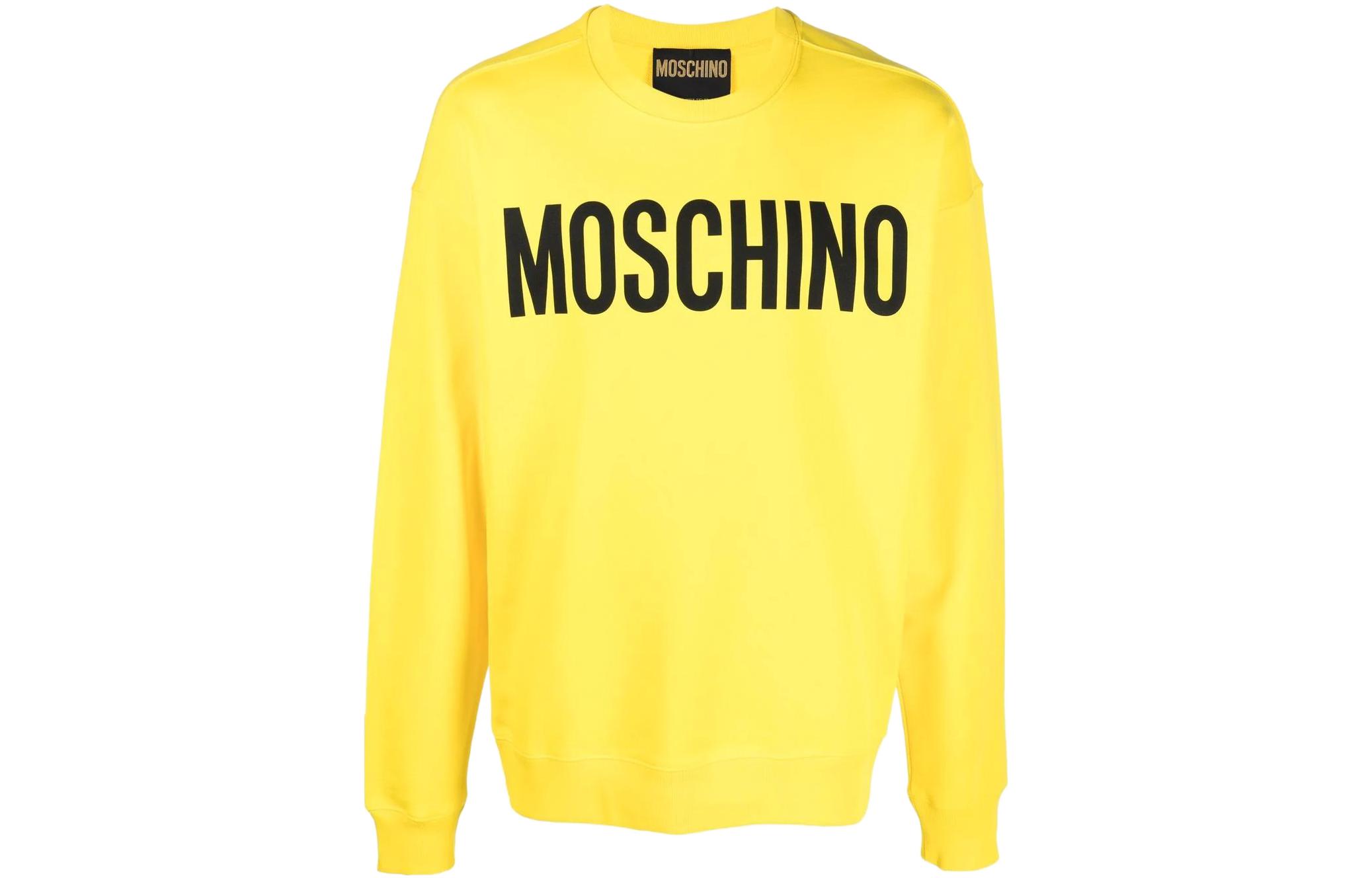 MOSCHINO SS22 Yellow Logo Print Crewneck Long Sleeve Sweatshirt () A1701-2028-1033