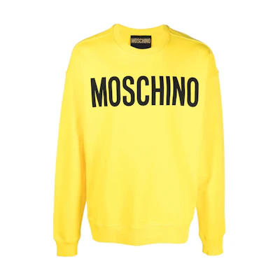 MOSCHINO SS22 Yellow Logo Print Crewneck Long Sleeve Sweatshirt () A1701-2028-1033