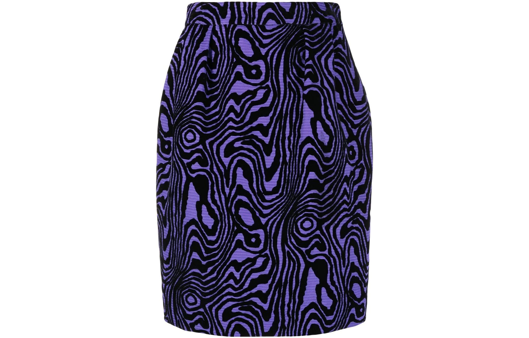 MOSCHINO SS22 Zebra Print High-Waisted Pencil Skirt Purple Black. A0116-5555-1278