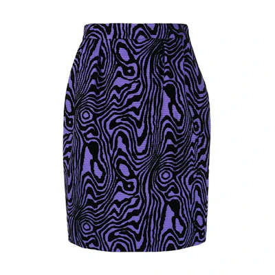 MOSCHINO SS22 Zebra Print High-Waisted Pencil Skirt Purple Black. A0116-5555-1278