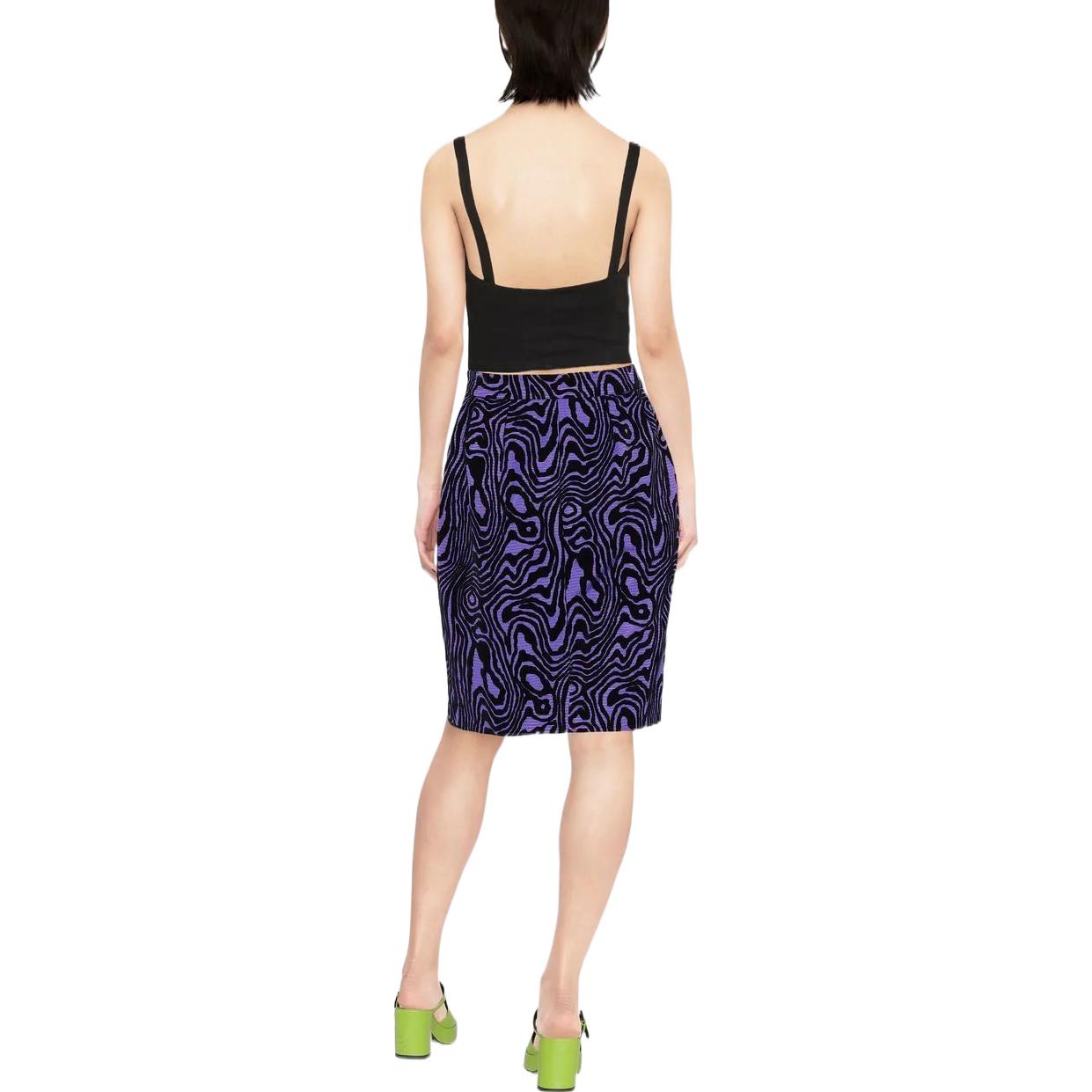 Shop MOSCHINO SS22 紫黑色斑馬紋高腰鉛筆裙 A0116-5555-1278