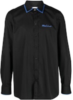 MOSCHINO SS23 Black Colorblock Long Sleeve Shirt with Embroidery. J0213-2035-2555 MOSCHINO SS23 Black Colorblock Long Sleeve Shirt with Embroidery. J0213-2035-2555