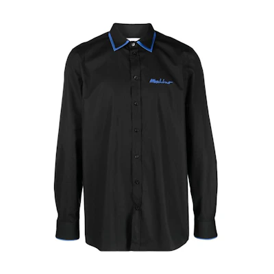 MOSCHINO SS23 Black Colorblock Long Sleeve Shirt with Embroidery. J0213-2035-2555