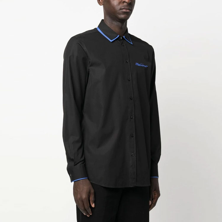 Purchase MOSCHINO SS23 黑色拼接刺繡長袖襯衫 J0213-2035-2555