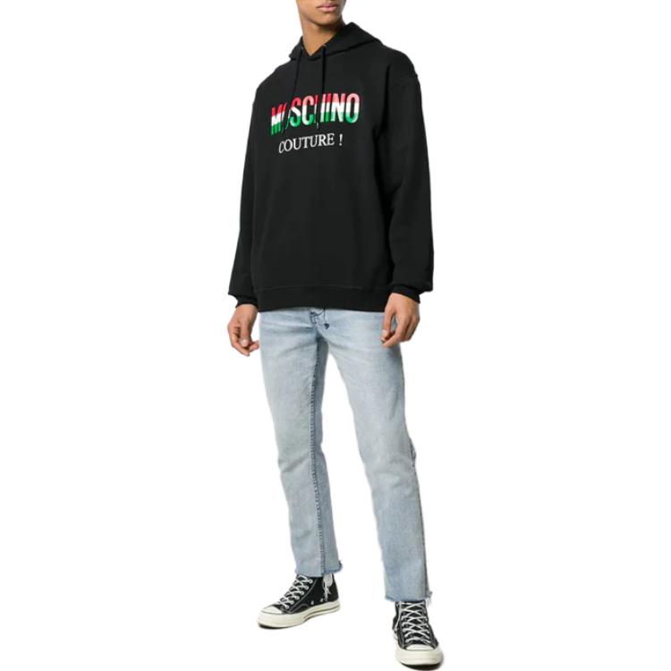 Lookbook 모스키노 SS23 블랙 프린트 긴팔 후드티 ZA1709-0227-1555