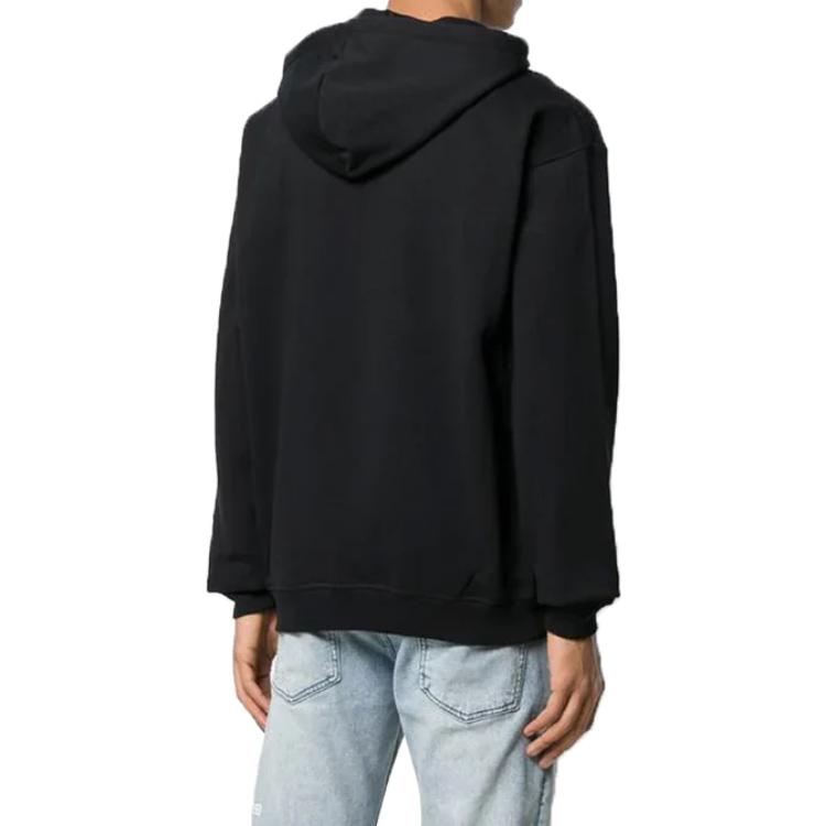 Shop 모스키노 SS23 블랙 프린트 긴팔 후드티 ZA1709-0227-1555