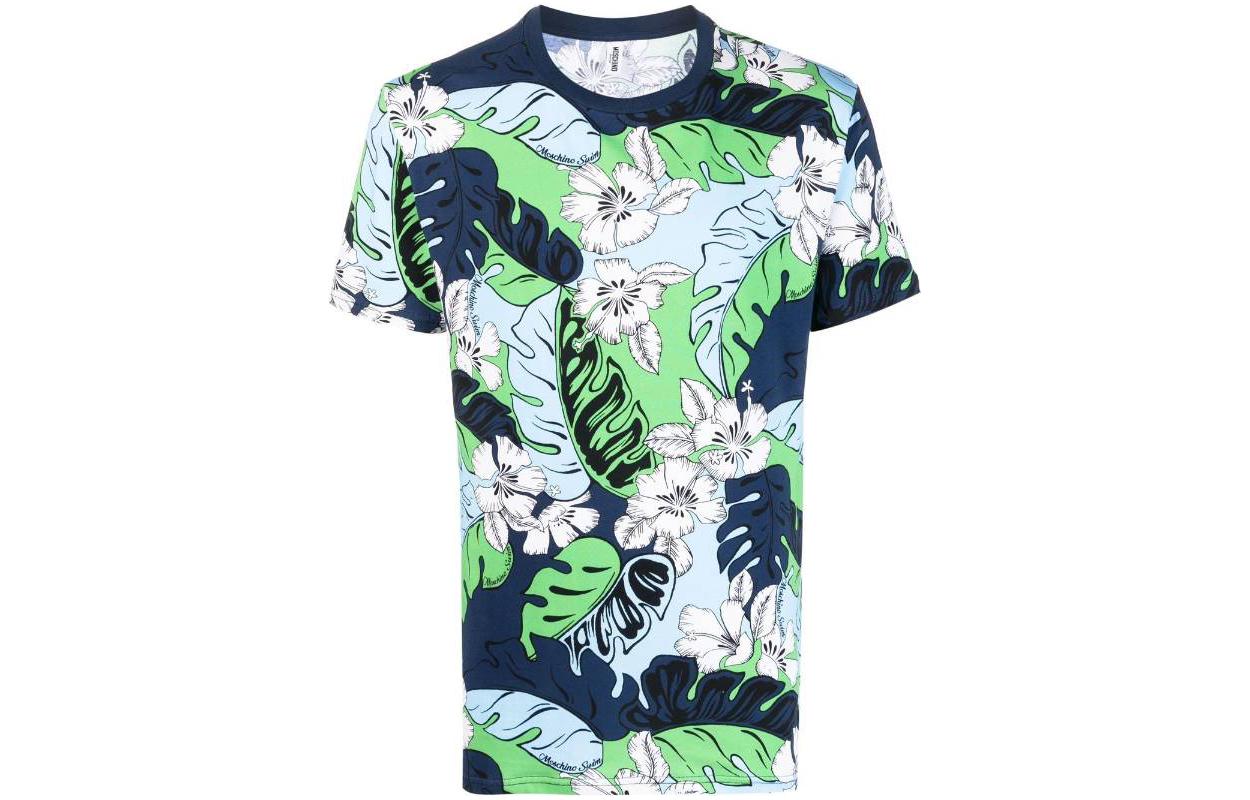 MOSCHINO SS23  Floral Print Cotton Short Sleeve T-Shirt Multicolor A0701-9413-1305